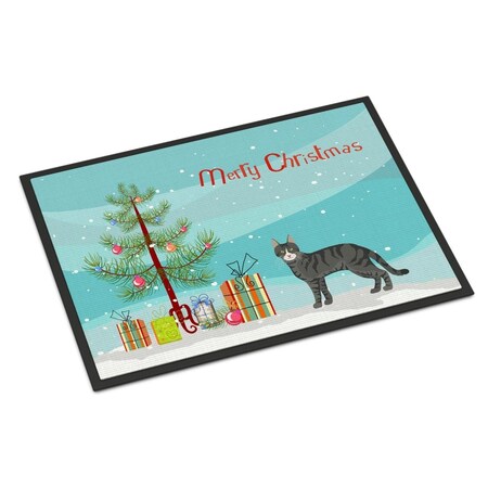 Carolines Treasures 18 x 27 in. Tricolour Aegean Cat Merry Christmas Indoor or Outdoor Mat CK4548MAT
